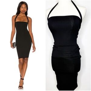 Re Ona Halterneck Dress in Black Bodycon Size XS NWT Revolve